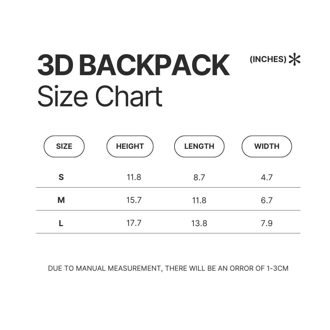 3D Backpack Size Chart - Joji Shop