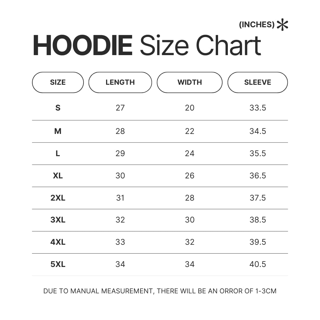 Hoodie Size Chart - Joji Shop