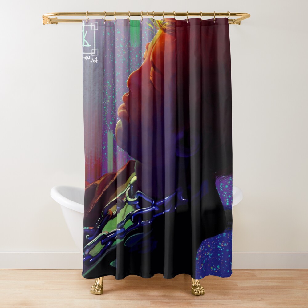 Joji Neon Skyline Stylish Shower Curtain